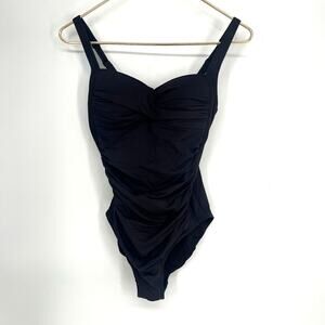 Bond-Eye Black Ruched One Piece Swimsuit D/DD Crinkle Shaping Womens US 4